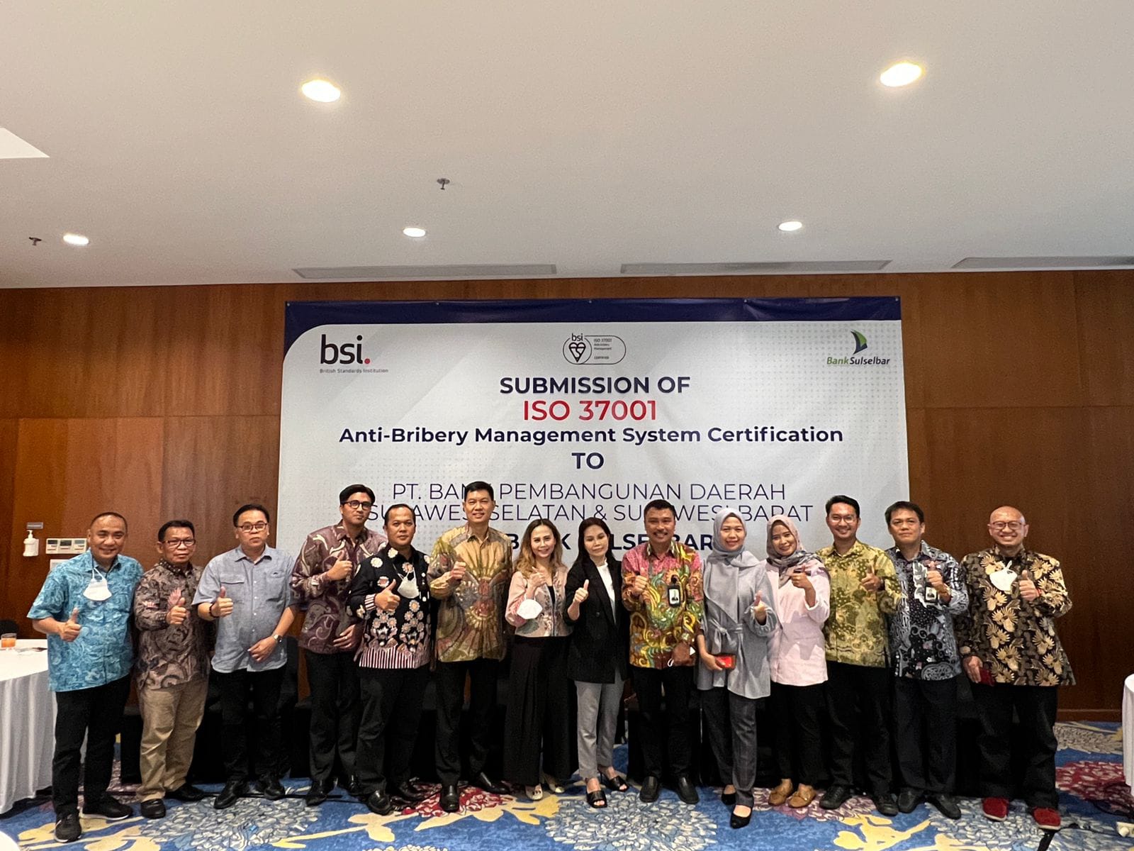 Submission of ISO 37001:2016 SMAP Certification from BSI to Bank Sulselbar